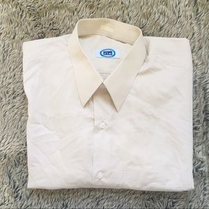 Custom tailored luxury beige color button down dress shirt size XL